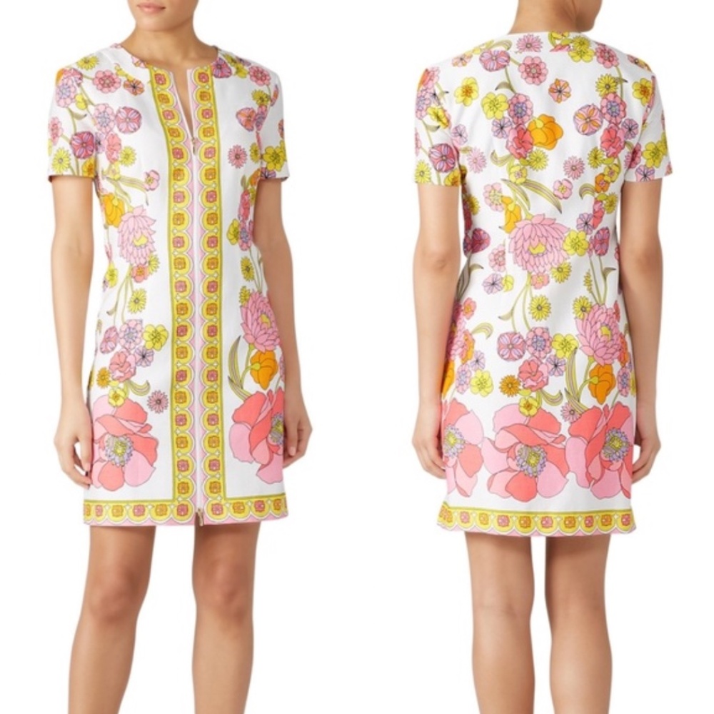 Arboretum Floral Zip-Front Short-Sleeve Dress